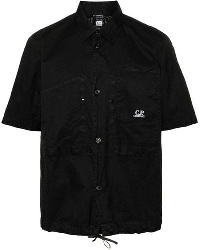 C.P. Company Logo-print Crinkled Shirt - ブラック