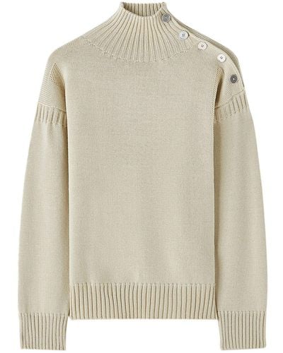 Jil Sander Ribbed High-neck Sweater - Natural