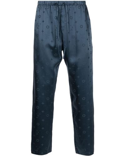 Fleur du Mal Pyjama-Hose aus Seiden-Jacquard - Blau