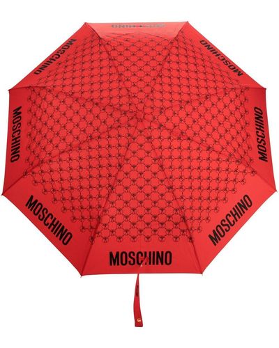 Moschino モノグラム 傘 - レッド