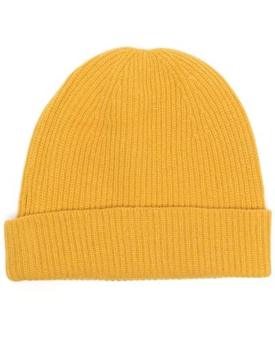 Ballantyne Bonnet en laine à design nervuré - Jaune