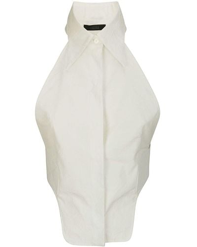 Ssheena Cute Sleeveless Cropped Shirt - White