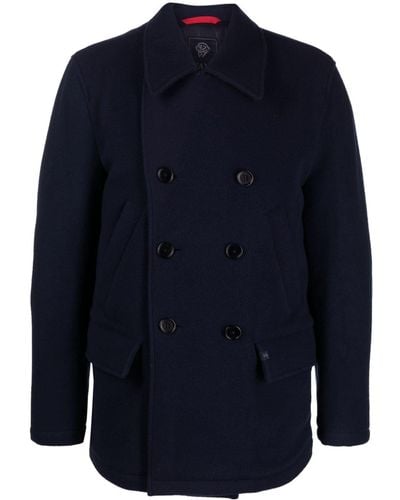 Fay Double-breasted Wool-blend Jacket - Blue