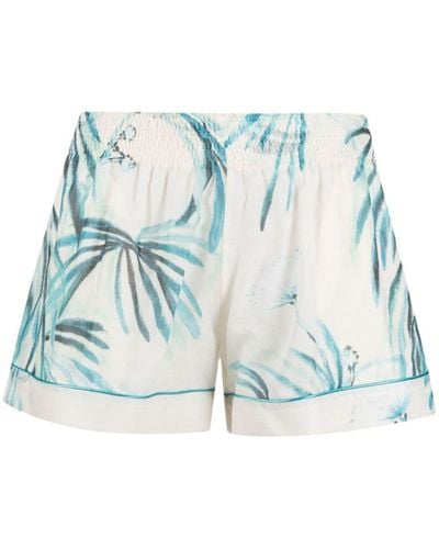 F.R.S For Restless Sleepers Botanical-print Cotton Shorts - Blue