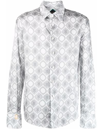 Billionaire Overhemd Met Barokprint - Grijs