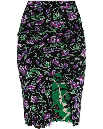 Diane von Furstenberg Floral-print Front-slit Pencil Skirt - Green
