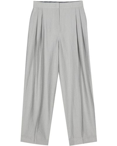 Emporio Armani Icon Asv High-waist Straight-leg Trousers - Grey