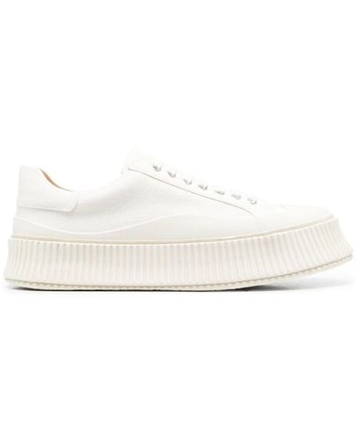 Jil Sander Recycled Canvas Platform Low Top Trainers - White