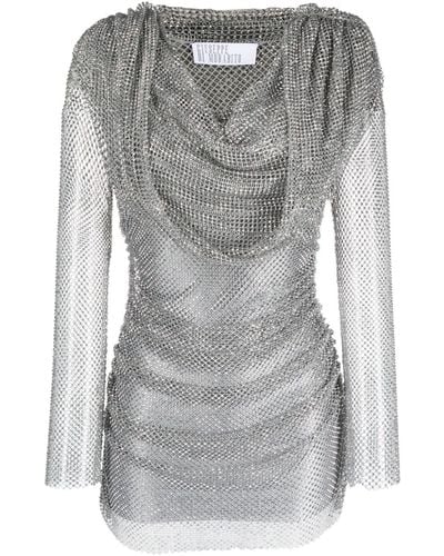 GIUSEPPE DI MORABITO Crystal-embellished Mesh Minidress - Gray