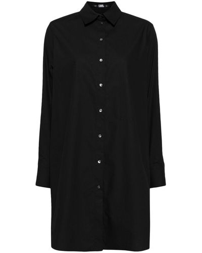 Karl Lagerfeld K/ikonik Embellished Long Shirt - Black