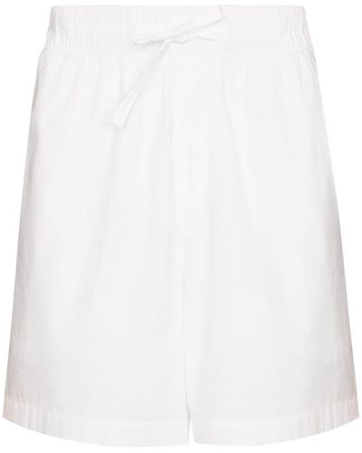 Tekla High-waisted Drawstring Poplin Shorts - White