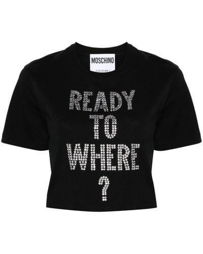 Moschino Verziertes Cropped-T-Shirt - Schwarz