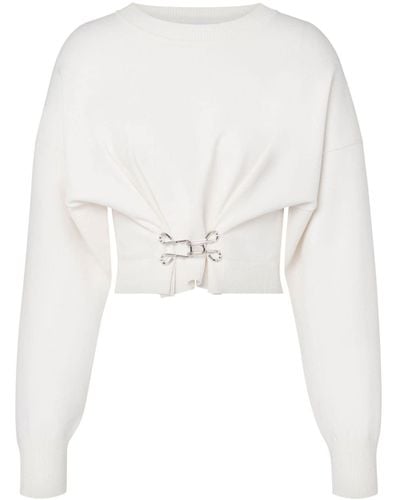 Moschino Jeans Hook-detail Cropped Sweatshirt - White