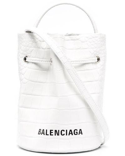Balenciaga Everyday Xs Drawstring Bucket Bag - White