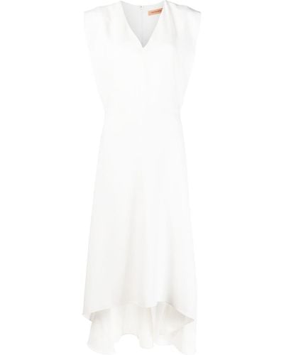 Yves Salomon Sleeveless V-neck Midi Dress - White