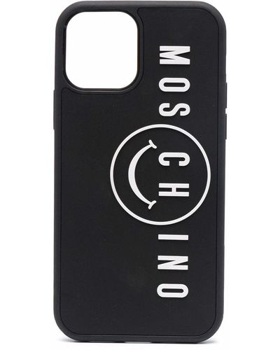 Moschino Iphone 12/12 Pro Hoesje Met Logo - Zwart