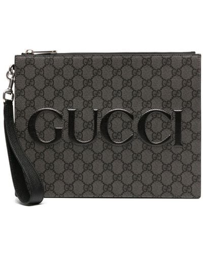 Gucci Pochette zippée à motif GG Supreme - Gris