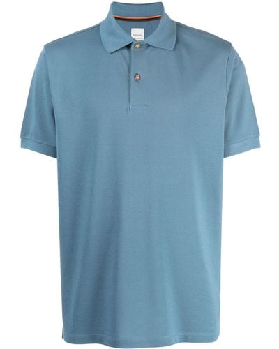 Paul Smith Charm-button Cotton Polo Shirt - Blue