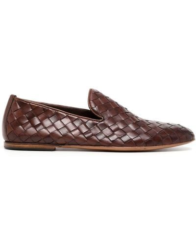 Barrett Woven-leather Loafers - Brown