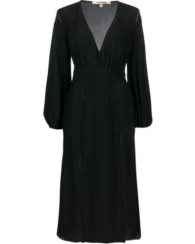 Roberto Cavalli Front-slit Silk Midi Dress - Black