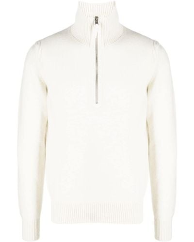 Tom Ford Maglione con mezza zip - Bianco