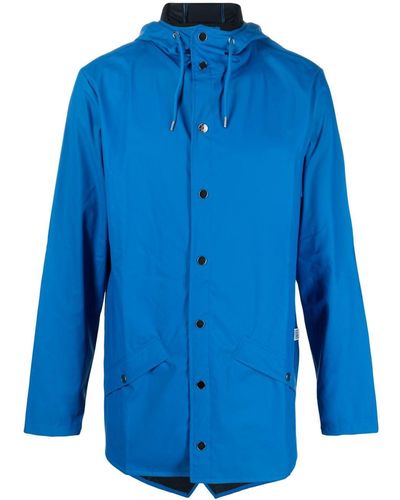 Rains Hooded Waterproof Raincoat - Blue