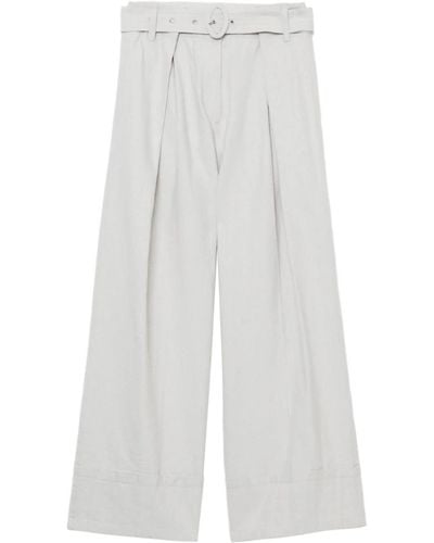 SJYP Wide-leg Belted Trousers - White