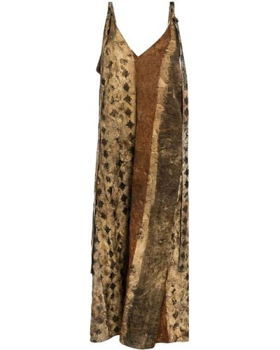 Uma Wang Robe longue sans manches à imprimé abstrait - Neutre