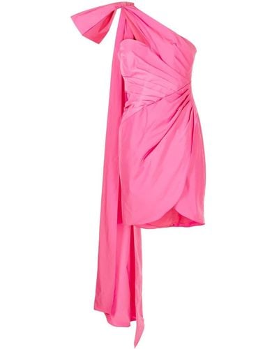 Marchesa One-shoulder Taffeta Mini Dress - Pink
