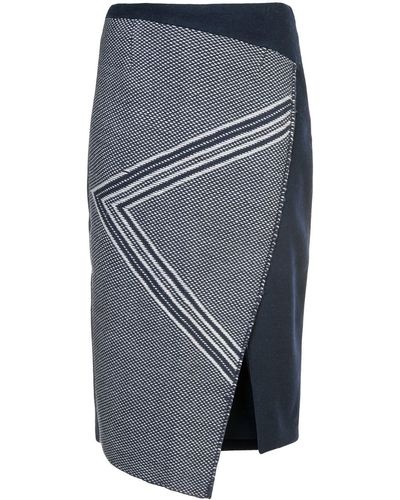 Voz Asymmetric Pattern Skirt - Blue