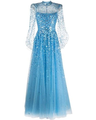 Jenny Packham Meadow Sweet Sequin-embellished Gown - Blue
