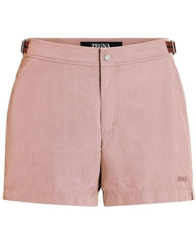Zegna 232 Road Brand Mark Swim Shorts - Pink