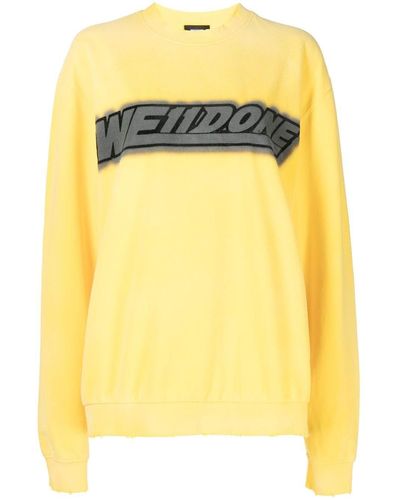 we11done Logo-print Crew Neck Sweatshirt - Yellow