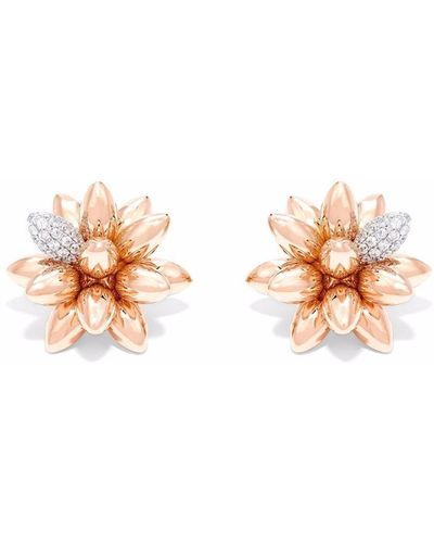 David Morris 18kt Rose Gold Hedgehog Diamond Large Stud Earrings - Pink