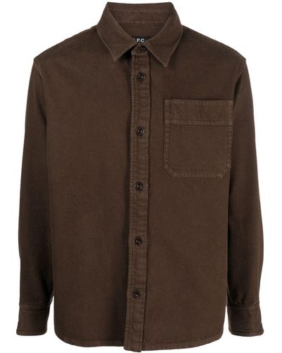 A.P.C. Basile Logo-embroidered Shirt - Brown