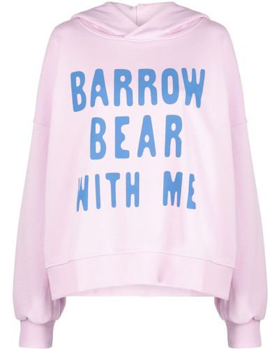 Barrow Bear-print Jersey Hoodie - Pink