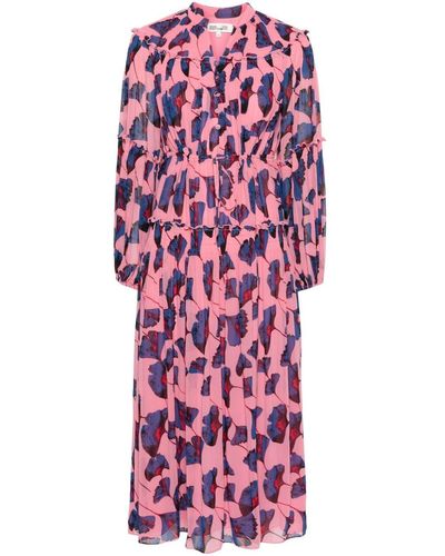 Diane von Furstenberg Robe longue à fleurs - Rouge