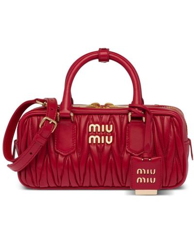 Miu Miu Arcadie Matelassé Nappa-leather Bag - Red