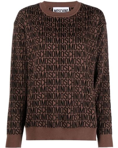 Moschino Sweater Met Logoprint - Bruin