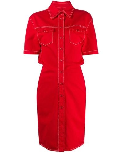 Off-White c/o Virgil Abloh Denim Shirt Dress - Red