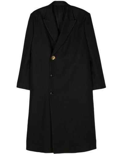 Quira Double-breasted Textured Coat - Black