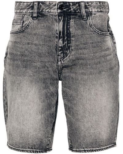 Armani Exchange Bleach-effect Denim Shorts - Grey