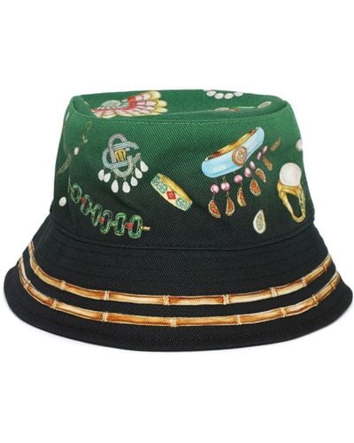 Casablancabrand La Boite A Bijoux-print Bucket Hat - Green