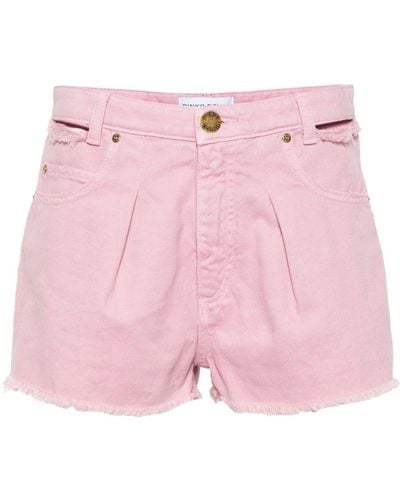 Pinko Distress Denim Shorts - Pink