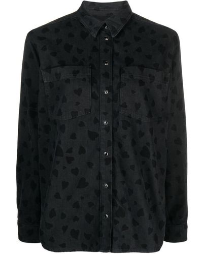 Claudie Pierlot Heart-print Organic Cotton Shirt - Black