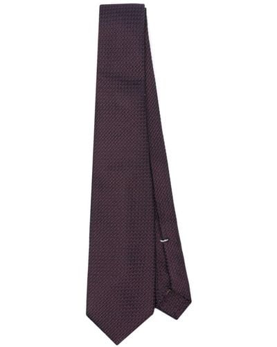 Canali Patterned-jacquard Silk Tie - Purple