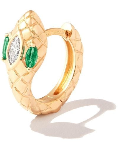 Jacquie Aiche Pendiente Head Snake en oro rosa de 14kt con diamantes y esmeralda - Metálico