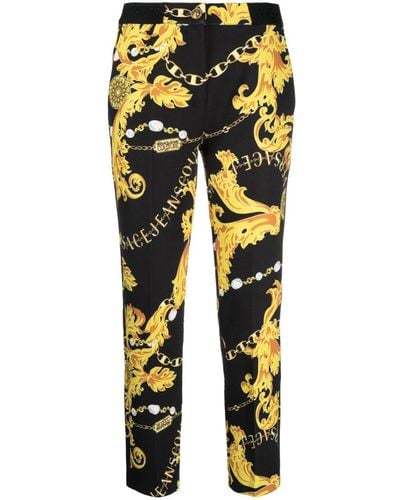 Versace Logo Couture-print Trousers - Yellow