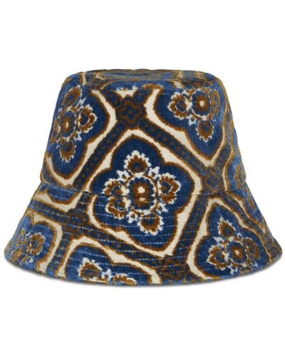 Etro Patterned-jacquard Terry-cloth Bucket Hat - Blue
