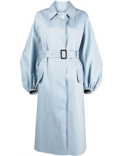Cecilie Bahnsen Single-breasted Belted-waist Coat - Blue
